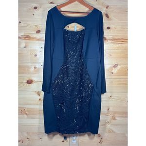 Lane Bryant Black Sequin Bling Cocktail Dress Knee Length Sleeveless Size 18 New